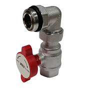 Кран шаровой 1"ВР с угольником, хром., красная ручка FAR